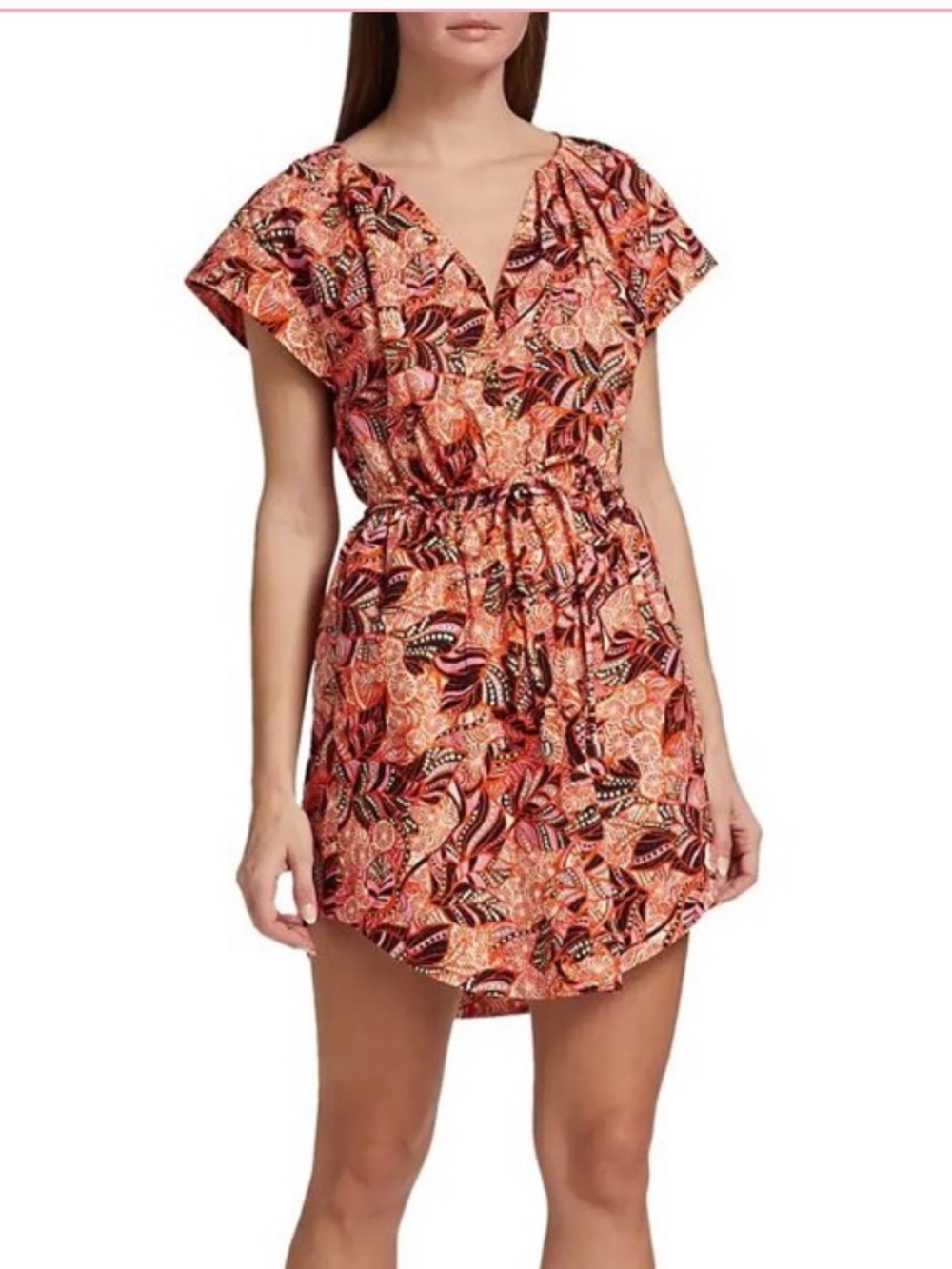 A.L.C. Alice Mini Dress Orange Rose Floral Print Cotton Size 4